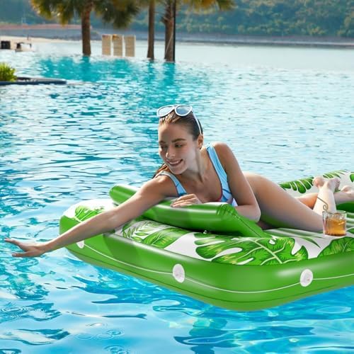 Inflatable Tanning Pool Lounger Float - Jasonwell 4 in 1 Sun Tan Tub Sunbathing Pool Lounge Raft Floatie Toys Water Filled Tanning Bed Mat Pad for Adult Blow Up Kiddie Pool Kids Ball Pit Pool
