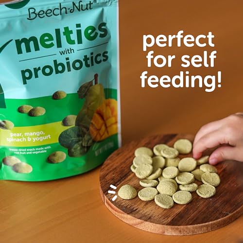 Beech-Nut Probiotic Melties Baby & Toddler Snack Melts, Pear Mango Spinach Yogurt, 1 oz (7 Pack)