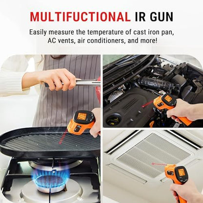 ThermoPro TP30 Infrared Thermometer Gun, Laser Thermometer for Cooking, Pizza Oven, Griddle, Engine, HVAC, Laser Temperature Gun with Adjustable Emissivity & Max Measure -58°F ~1022°F (Not for Human)