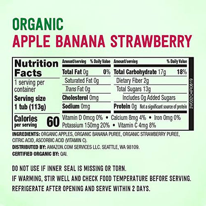 Amazon Brand - Mama Bear Organic Baby Food, Apple Banana Strawberry, vegetarian, 3.98 ounce (Pack of 12)