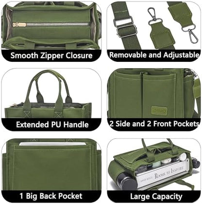 Tote Bag for Women With Compartments,Large Canvas Tote Women's Purse Crossbody Bags Work Laptop Book Bag Satchels Handbags