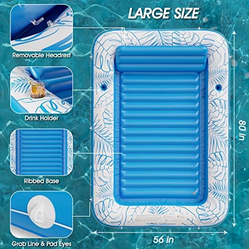 Jasonwell Inflatable Tanning Pool Lounger Float 4 in 1 Sun Tan Tub Sunbathing Lounge Raft Floatie Toys Water Filled Bed Mat Pad for Kids Adult Blow Up Kiddie Ball Pit Pool (XL)