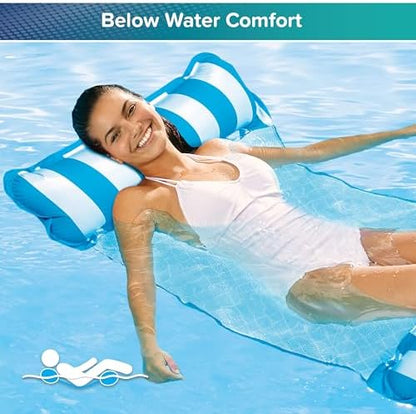 Aqua 4-in-1 Monterey Hammock Pool Float & Water Hammocks, 1-2-3-4 Multipacks – Multiple Colors/Styles – for Adults and Kids Floating