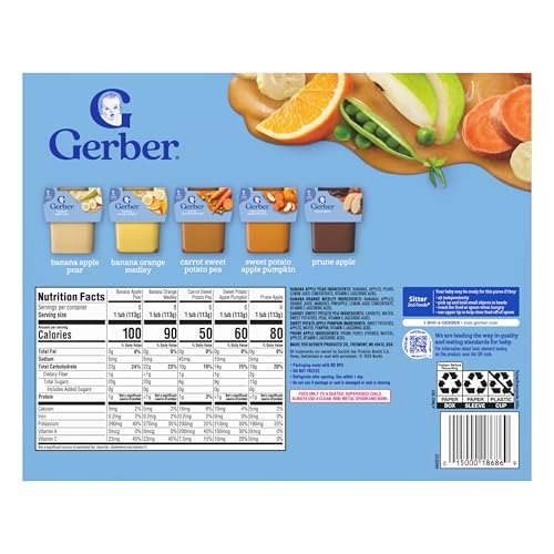 Gerber Stage 2 Baby Food, Super Blends Puree Tubs, No Added Colors or Flavors, Baby Puree, Variety 32-Pack