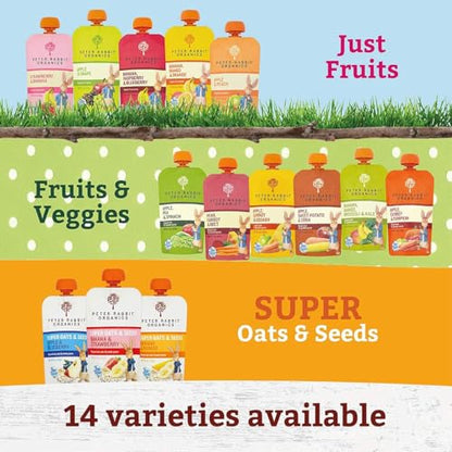 Peter Rabbit Organics SUPER Oats & Seeds, Apple & Blueberry, 4 oz Pouches, (Pack of 10)