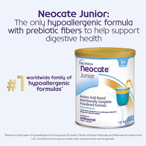 Nutricia Neocate Junior - Hypoallergenic, Dairy-Free, Amino Acid-Based Formula Without Prebiotics for 1+ Years - for Toddlers, Kids & Teens - Powdered Formula - 14.1 oz can (Case of 1)