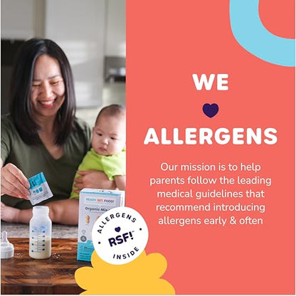 Stage 1 Mix-ins – Safe & Easy Early Allergen Introduction for Babies 4+ Months, Mix with Breastmilk, Formula & Baby Food, With 3 Top Allergens: Organic Peanuts, Milk & Eggs By Ready Set Food!(30 Days)