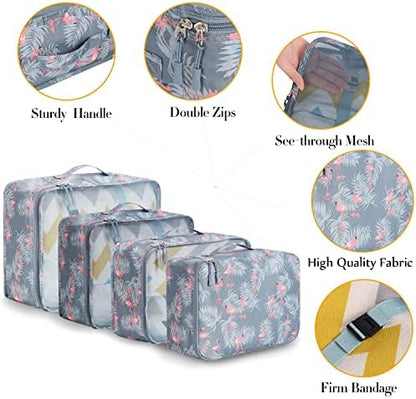 BAGAIL 8 Set Packing Cubes Luggage Packing Organizers for Travel Accessories (Red Flamingo)