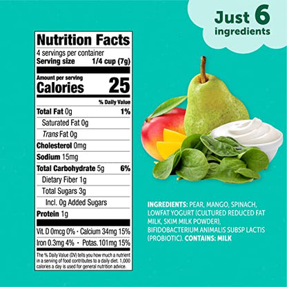 Beech-Nut Probiotic Melties Baby & Toddler Snack Melts, Pear Mango Spinach Yogurt, 1 oz (7 Pack)