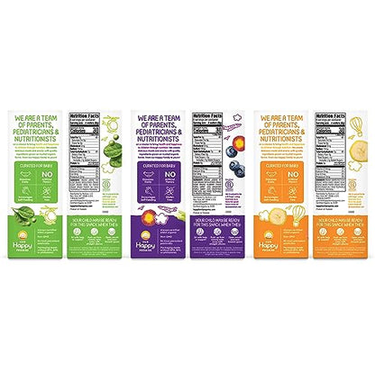 Happy Baby Organics Yogis Freeze-Dried Yogurt & Fruit Snacks, Variety Pack (Pack of 6) & Teether, 3 Flavor Variety Pack, 12 Count (Pack of 3)
