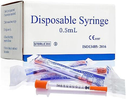 U-100 0.5cc/ml 30 Gauge 5/16" Syringe, Individually Packed 100 PACK