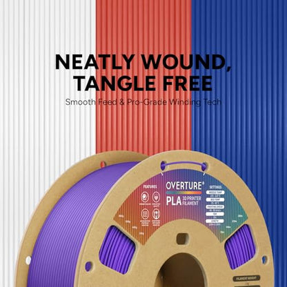 OVERTURE PLA Filament 1.75mm, Neatly Wound 3D Printer Filament 1kg Spool (2.2lbs), Dimensional Accuracy +/- 0.02 mm, Fit Most FDM 3D Printers (Purple)