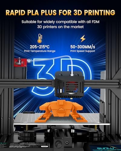 SUNLU PLA+2.0 3D Printer Filament Bundle, 4KG Upgrade PLA+ Filament 1.75mm, Tougher and Stronger, Dimensional Accuracy +/-0.02mm, 1KG per Spool, 4 Packs, 4KG Total, Black+White+Klein Blue+Red