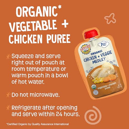 Earth's Best Organic Chicken Vegetable Medley Pouch, 4 oz (Pack of 12)