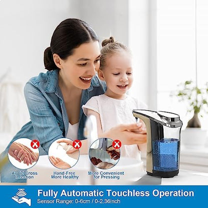 Automatic Soap Dispenser, Touchless Dish soap Dispenser 17oz/500ml with Upgraded Infrared Sensor, 5 Adjustable Soap Dispensing Levels, Liquid Hand soap Dispenser for Bathroom & Kitchen