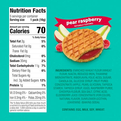 Beech-Nut Toddler Snacks Jammin' Waffles with Fruit Filling for Babies & Toddlers, Pear Raspberry, 10 Boxes (50 Individually Wrapped Packs)