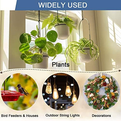 ADIIL 50 PCS Q Hanger Hooks with Safety Buckle, Windproof Screw Hooks for Hanging Outdoor String Lights, Plants, Christmas Patio Lights, 2.2 Inches, Black
