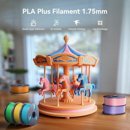 SUNLU 4KG 3D Printer Filament PLA Plus 1.75mm, Neatly Wound PLA Filament 1.75mm PRO, PLA+ Filament for Most FDM 3D Printer, 1kg Spool, 4 Packs, White