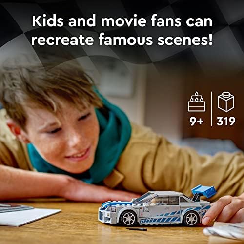 LEGO Speed Champions 2 Fast 2 Furious Nissan Skyline GT-R (R34), Race Car Toy Model Building Kit, Collectible with Racer Minifigure, 2023 Set for Kids, Boys and Girls Ages 9 and Up 76917