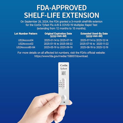 CorDx Tyfast at Home Flu A/B and COVID 19 Rapid Test Kit, Easy, Accurate, Fast Results in 10 Minutes, 4 Tests.