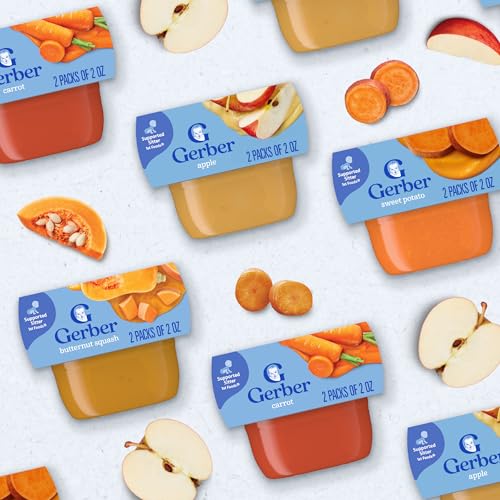 Gerber 1st Foods Baby Food, Carrot Puree, Natural & Non-GMO, 2 Oz - 2 Count (Pack of 8)