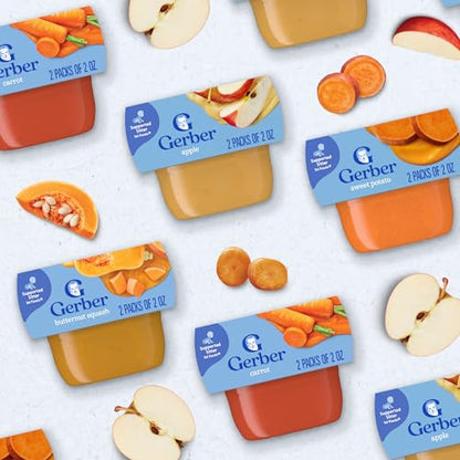 Gerber 1st Foods Baby Food, Carrot Puree, Natural & Non-GMO, 2 Oz - 2 Count (Pack of 8)