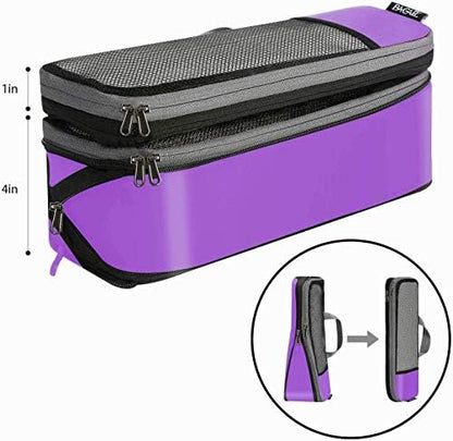 BAGAIL 4 Set/6 Set/8 Set Compression Packing Cubes Travel Accessories Expandable Packing Organizers(Purple HalfMesh 6 Set)