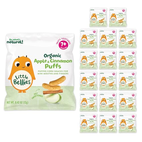 Little Bellies Organic Apple & Cinnamon Puffs Baby Snack (Pack of 18 x 0.42 oz Individual Packs)