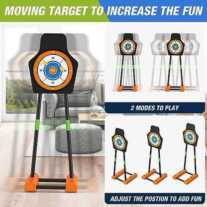 2 Pack Bow and Arrow with Moving Target for Kids, LED Light Up Archery Set with 24 Suction Cup Arrows, 6 Score Targets & 2 Quiver, Indoor Outdoor Sport Gifts for Boys Girls Ages 4-12