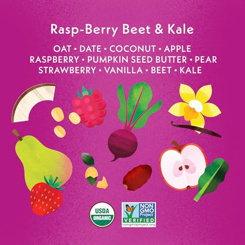 Once Upon A Farm Smart Wheels Organic Toddler Soft-Baked Bar, Rasp-Berry Beet & Kale, No Added Sugar, Kosher, USDA Certified Organic, Non-GMO, 3.35 Ounce (Pack of 8)