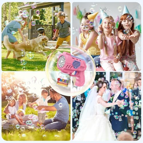 Eaglestone Bubble Guns for Toddlers 2 Packs, LED Light Automatic Bubble Machine Gun for Kids 4-8, Bubble Toys with Bubble Solution,Concentrate, Bubble Blaster Party Favor, Summer Outdoor Toys Gift