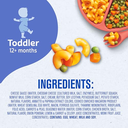 Gerber Mealtime for Toddler Macaroni & Cheese with Side of Seasoned Peas & Carrots, 6.6 Ounce (Pack of 8)