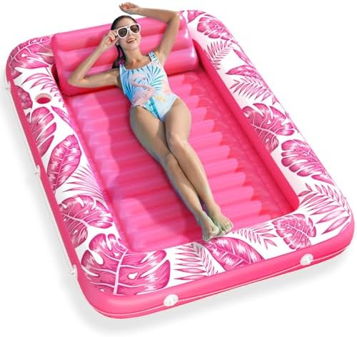 Inflatable Tanning Pool Lounger Float - Jasonwell 4 in 1 Sun Tan Tub Sunbathing Pool Lounge Raft Floatie Toys Water Filled Tanning Bed Mat Pad for Adult Blow Up Kiddie Pool Kids Ball Pit Pool