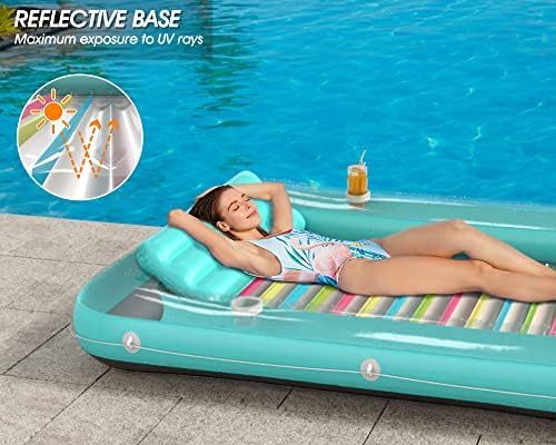 Jasonwell 4 in 1 Inflatable Tanning Pool Lounger Float - Sun Tan Tub Sunbathing Lounge Raft Floatie Toys Water Filled Bed Mat Pad for Adult Blow Up Kiddie Kids Ball Pit XXL