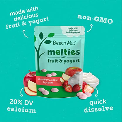 Beech-Nut Melties Baby & Toddler Snack Melts, Strawberry Apple Yogurt, 1 oz (7 Pack)