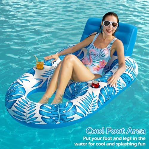 Jasonwell Inflatable Pool Float Adult - Pool Floaties Lounger Floats Raft Floating Chair Water Floaties for Swimming Pool Lake Lounge Float with Cup Holders Beach Pool Party Toys for Adults