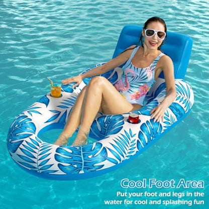 Jasonwell Inflatable Pool Float Adult - Pool Floaties Lounger Floats Raft Floating Chair Water Floaties for Swimming Pool Lake Lounge Float with Cup Holders Beach Pool Party Toys for Adults
