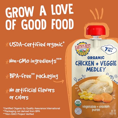 Earth's Best Organic Chicken Vegetable Medley Pouch, 4 oz (Pack of 12)