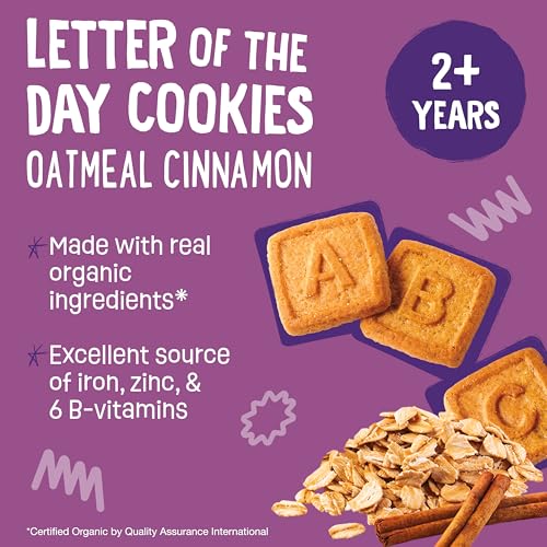 Earth's Best Organic Letter of the Day Cookies for Toddlers 2 Years Old and Up, Oatmeal Cinnamon Flavor, 5.3 Ounce Box (Pack of 6)