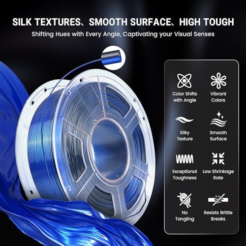 SUNLU Silk Dual Color Pla Filament, Silk PLA 3D Printer Filament 1.75mm, Shiny Silk Texture, Dimensional Accuracy +/- 0.02mm, 1KG Spool (2.2 lbs), PLA Silk Dual Color (Red Gold)