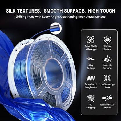 SUNLU Silk Dual Color Pla Filament, Silk PLA 3D Printer Filament 1.75mm, Shiny Silk Texture, Dimensional Accuracy +/- 0.02mm, 1KG Spool (2.2 lbs), PLA Silk Dual Color (Red Gold)