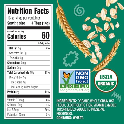 Earth's Best Organic Baby Food, Organic Whole Grain Oatmeal Baby Cereal, Non-GMO, Easily Digestible and Iron Fortified Baby Food, 8 oz Box (Pack of 12)