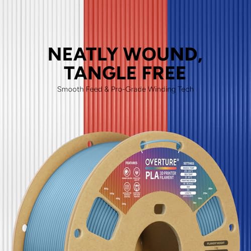 OVERTURE PLA Filament 1.75mm, Neatly Wound 3D Printer Filament 1kg Spool (2.2lbs), Dimensional Accuracy +/- 0.02 mm, Fit Most FDM 3D Printers (Gray Blue)