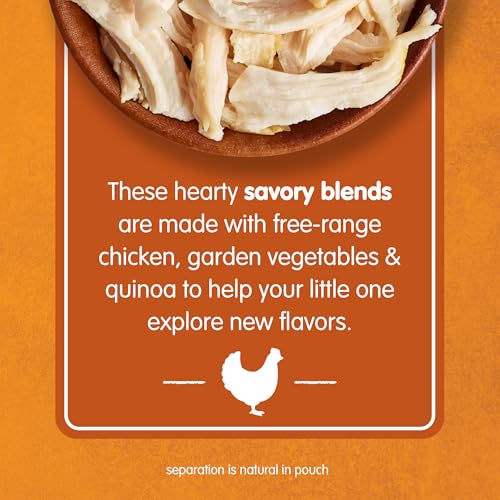 Happy Baby Organics Savory Blends Stage 3 Baby Food Puree, Free Range Chicken, Garden Vegetables & Quinoa Fiesta, 3.5 Ounce (Pack of 16)