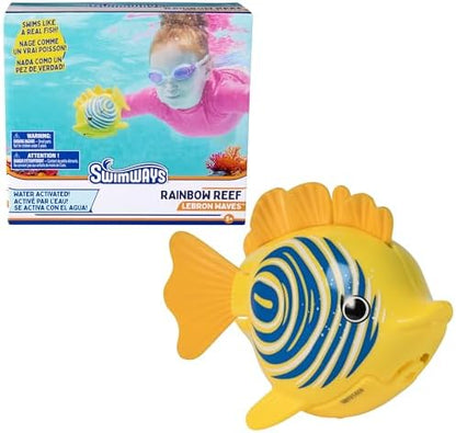 SwimWays Rainbow Reef Fish Toy, Kids Swimming Accessories & Water Toys, Learn to Swim Pool Toys for Kids Ages 5 & Up, Batteries Included, Lebron Waves