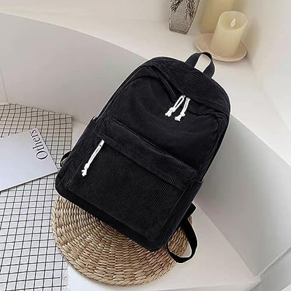 School Backpack for Teen Girls Bookbags Elementary High School Corduroy Laptop Bags Women Travel Daypacks