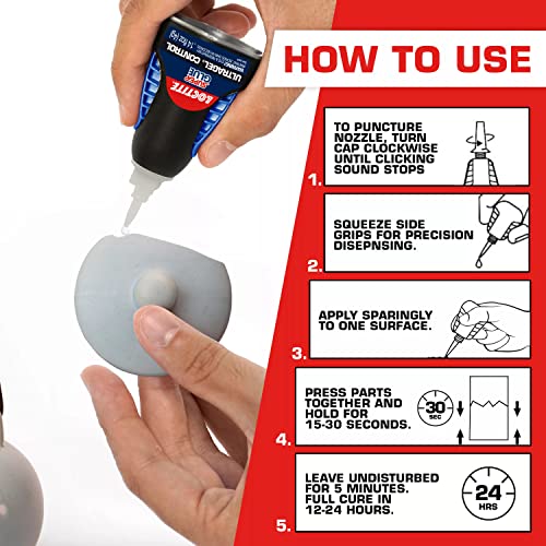 Loctite Super Glue Ultra Gel Control, Clear, 0.14 fl oz Bottle, 3 Pack - Superglue for Plastic, Wood, Metal, Crafts & Repair, Cyanoacrylate Adhesive Instant Glue, Quick Dry