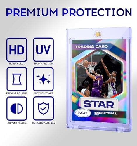 50ct Magnetic Card Holder, 35pt One Touch Card Holder, U-V Protectors Hard Plastic for Trading Cards, Magnet Case, Sports, Game, Football, Baseball Cards Holder