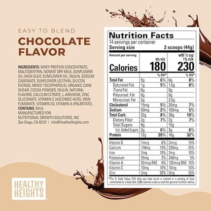 Healthy Heights Grow Daily Kids Protein Drink Mix (Chocolate) - High Protein Shake for Kids 3+