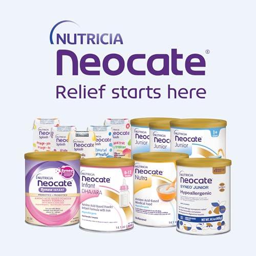 Nutricia Neocate Junior - Hypoallergenic, Dairy-free, Amino Acid-Based Formula for 1+ Years - For Toddlers, Kids & Teens - Powdered Formula - Strawberry - 14.1 oz can (Case of 4)
